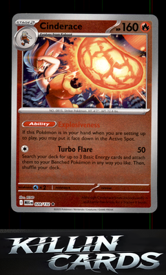 Reverse Holofoil Cinderace 028/132 Pokemon Rare ME01: Mega Evolution Card NM