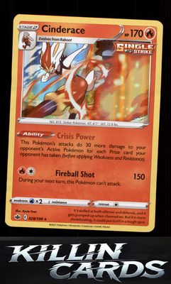 Cinderace 028/198 Pokemon Holo Rare SWSH06: Chilling Reign Card NM