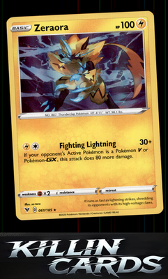 Zeraora 061/185 Pokemon Holo Rare SWSH04: Vivid Voltage Card NM