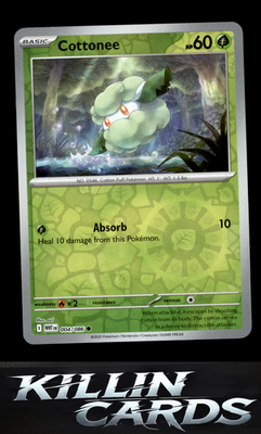Reverse Holofoil Cottonee 004/086 Pokemon Common SV: White Flare Card NM