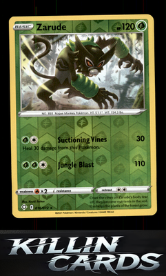 Reverse Holofoil Zarude 016/072 Pokemon Rare Shining Fates Card NM