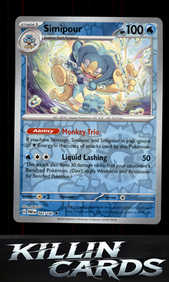 Reverse Holofoil Simipour 042/182 Pokemon Uncommon SV04: Paradox Rift Card NM