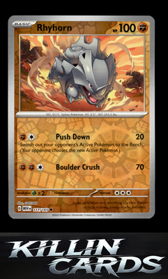 Reverse Holofoil Rhyhorn 111/165 Pokemon Common SV: Scarlet & Violet 151 Card NM