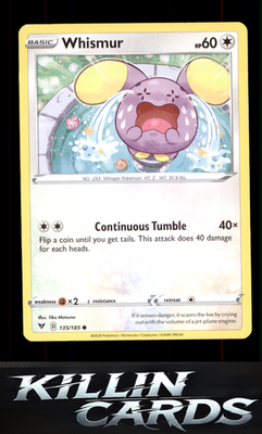 Whismur 135/185 Pokemon Common SWSH04: Vivid Voltage Card NM