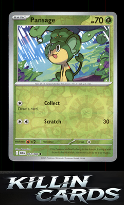 Reverse Holofoil Pansage 004/086 Pokemon Common SV: Black Bolt Card NM