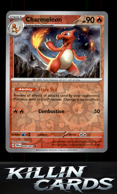 Reverse Holofoil Charmeleon - 008/091 008/091 Pokemon Uncommon SV: Paldean Fates