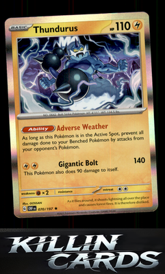 Thundurus 070/197 Pokemon Rare SV03: Obsidian Flames Card NM