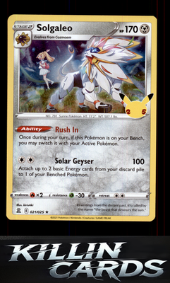 Solgaleo 021/025 Pokemon Holo Rare Celebrations Card NM