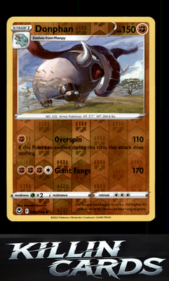 Reverse Holofoil Donphan 092/195 Pokemon Uncommon SWSH12: Silver Tempest Card LP