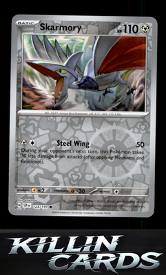 Reverse Holofoil Skarmory - 124/191 124/191 Pokemon Common SV08: Surging Sparks