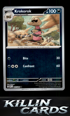 Reverse Holofoil Krokorok 065/094 Pokemon Common ME02: Phantasmal Flames Card NM