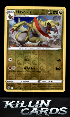 Reverse Holofoil Haxorus 112/172 Pokemon Rare SWSH09: Brilliant Stars Card NM