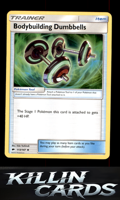 Bodybuilding Dumbbells 113/147 Pokemon Uncommon SM - Burning Shadows Card LP