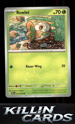Rowlet 013/197 Pokemon Common SV03: Obsidian Flames Card NM