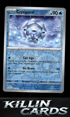 Reverse Holofoil Cryogonal 047/191 Pokemon Common SV08: Surging Sparks Card NM