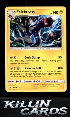 Eelektross 46/147 Pokemon Rare SM - Burning Shadows Card NM