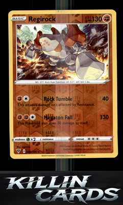 Reverse Holofoil Regirock 089/185 Pokemon Holo Rare SWSH04: Vivid Voltage Card N