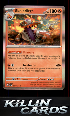 Skeledirge 031/191 Pokemon Rare SV08: Surging Sparks Card NM