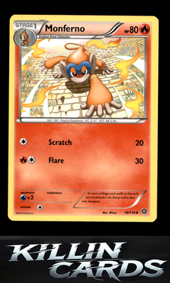 Monferno 19/114 Pokemon Uncommon XY - Steam Siege Card NM