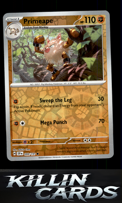Reverse Holofoil Primeape 099/191 Pokemon Common SV08: Surging Sparks Card LP