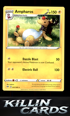 Ampharos 057/189 Pokemon Rare SWSH03: Darkness Ablaze Card NM