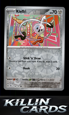 Reverse Holofoil Klefki 128/191 Pokemon Common SV08: Surging Sparks Card NM