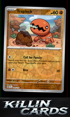 Reverse Holofoil Trapinch 104/191 Pokemon Common SV08: Surging Sparks Card NM