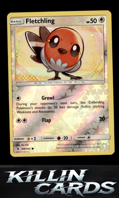 Reverse Holofoil Fletchling 109/145 Pokemon Common SM - Guardians Rising Card NM