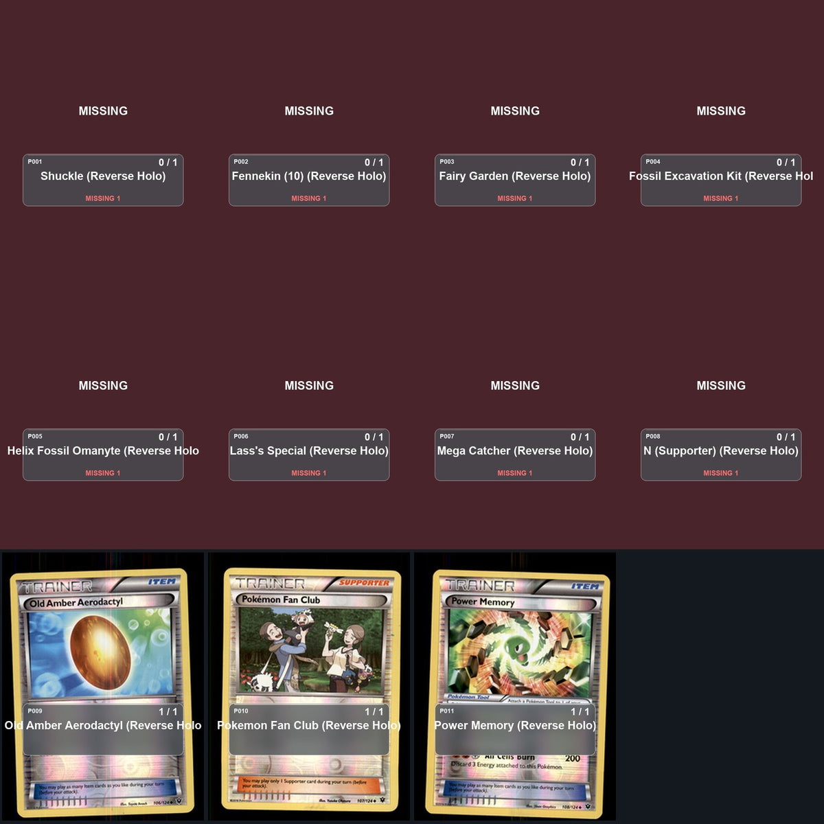 Pokemon TCG XY - Fates Collide Reverse Holo Master Set 16 Reverse Holo Card