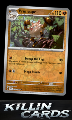 Reverse Holofoil Primeape 099/191 Pokemon Common SV08: Surging Sparks Card NM