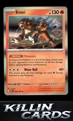 Entei 030/197 Pokemon Rare SV03: Obsidian Flames Card NM