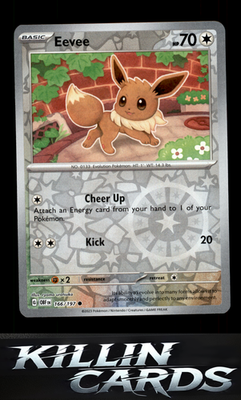 Reverse Holofoil Eevee 166/197 Pokemon Common SV03: Obsidian Flames Card NM