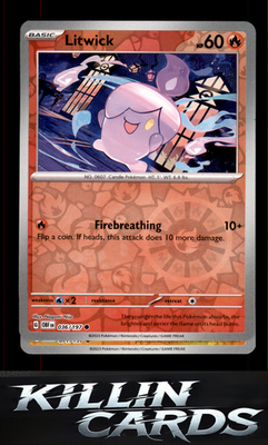 Reverse Holofoil Litwick 036/197 Pokemon Common SV03: Obsidian Flames Card NM