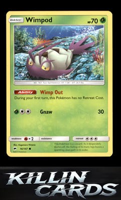 Wimpod 16/147 Pokemon Common SM - Burning Shadows Card NM