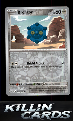 Reverse Holofoil Bronzor 126/191 Pokemon Common SV08: Surging Sparks Card NM