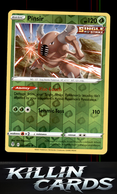 Reverse Holofoil Pinsir 001/203 Pokemon Rare SWSH07: Evolving Skies Card NM