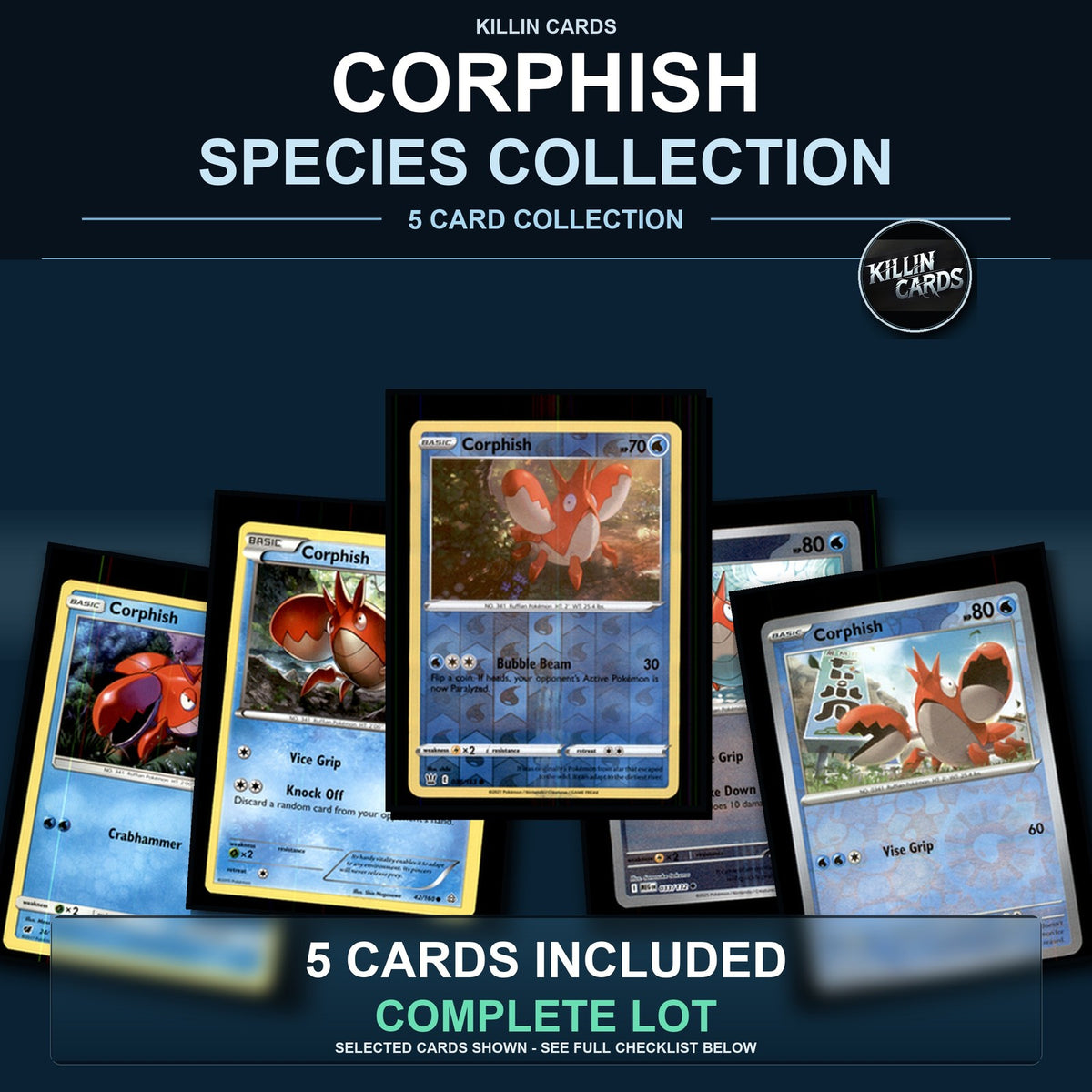 Pokemon TCG Corphish Species Collection 5 Different Cards