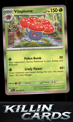 Vileplume 003/094 Pokemon Rare ME02: Phantasmal Flames Card NM