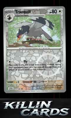 Reverse Holofoil Tranquill 072/086 Pokemon Common SV: Black Bolt Card NM
