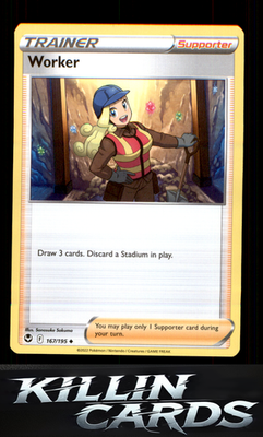 Worker 167/195 Pokemon Uncommon SWSH12: Silver Tempest Card NM