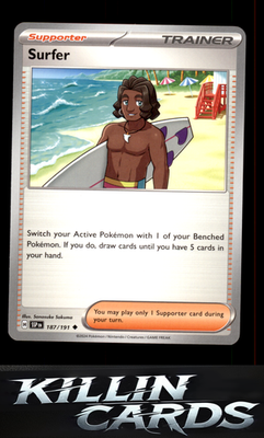 Surfer - 187/191 187/191 Pokemon Uncommon SV08: Surging Sparks Card NM