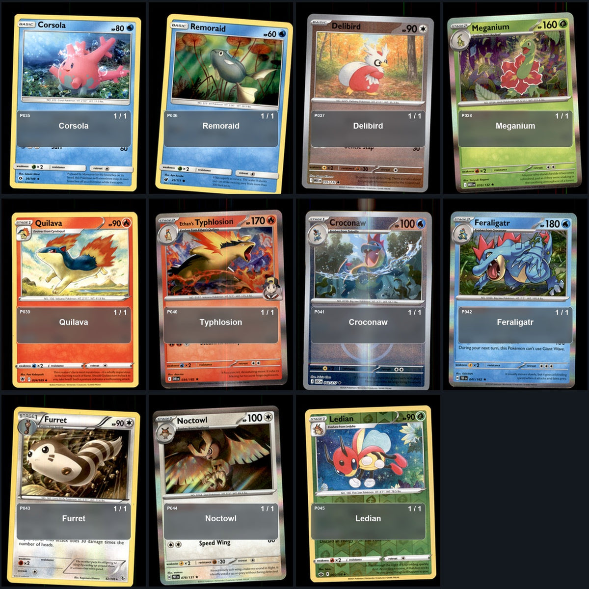 Pokemon TCG Generation 2 Johto Pokemon Pokedex Set 94 Cards Collection