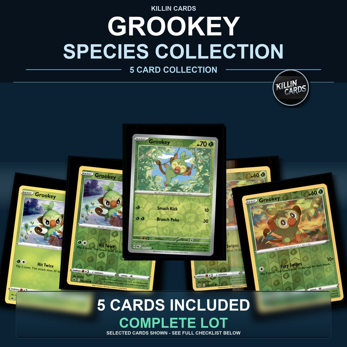Pokemon TCG Grookey Species Collection 5 Different Cards