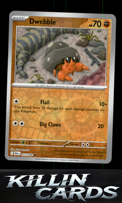 Reverse Holofoil Dwebble 051/086 Pokemon Common SV: Black Bolt Card NM