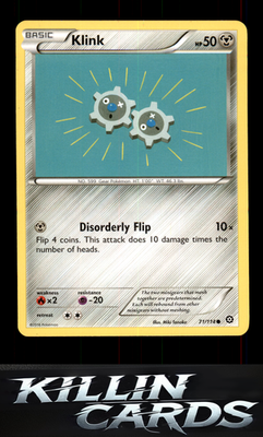Klink 71/114 Pokemon Common XY - Steam Siege Card NM