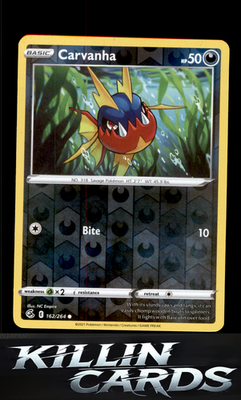 Reverse Holofoil Carvanha 162/264 Pokemon Common SWSH08: Fusion Strike Card NM