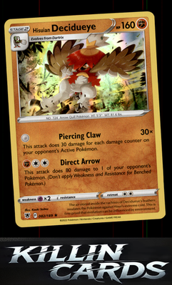 Hisuian Decidueye 082/189 Pokemon Holo Rare SWSH10: Astral Radiance Card NM