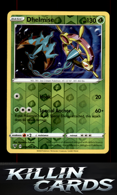 Reverse Holofoil Dhelmise 019/185 Pokemon Uncommon SWSH04: Vivid Voltage Card NM