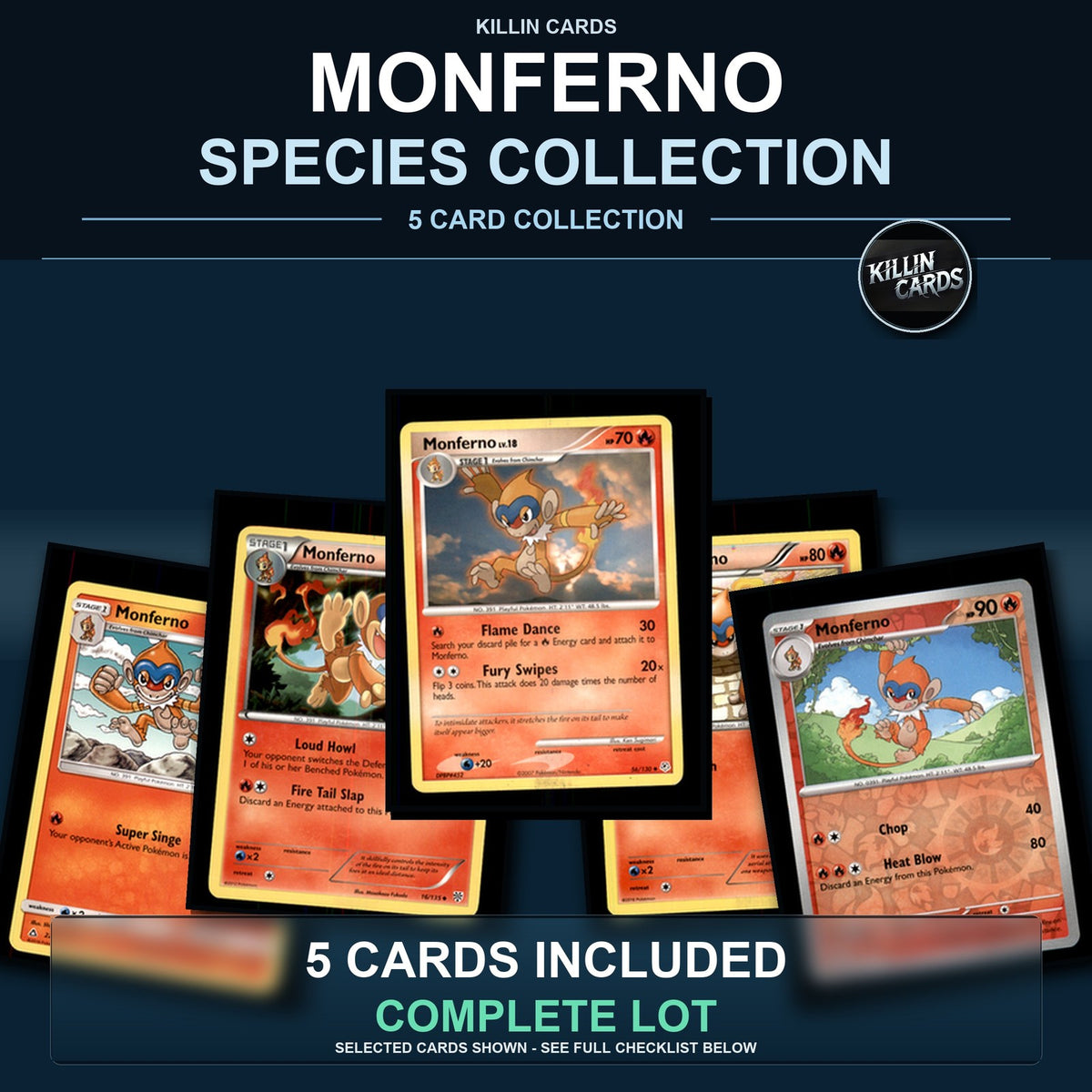 Pokemon TCG Monferno Species Collection 5 Different Cards
