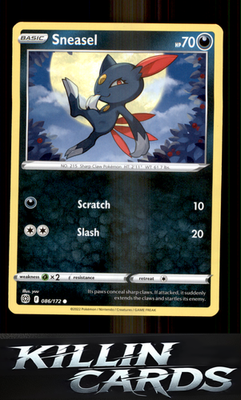 Sneasel 086/172 Pokemon Common SWSH09: Brilliant Stars Card NM